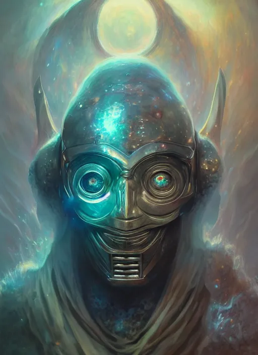 Image similar to dark horror cosmic crystal nebula mf doom glowing bright eyes, platinum skin, centered, digital painting, artstation, concept art, smooth, sharp focus, illustration, artgerm, tomasz alen kopera, peter mohrbacher, donato giancola, joseph christian leyendecker, wlop, frank frazetta