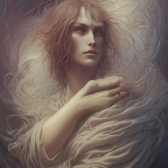 Image similar to a highly detailed beautiful portrait in the style of jean delville and in the style of peter mohrbacher.