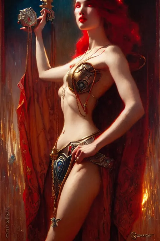 Image similar to the queen of hearts by gaston bussiere, bayard wu, greg rutkowski, giger, maxim verehin