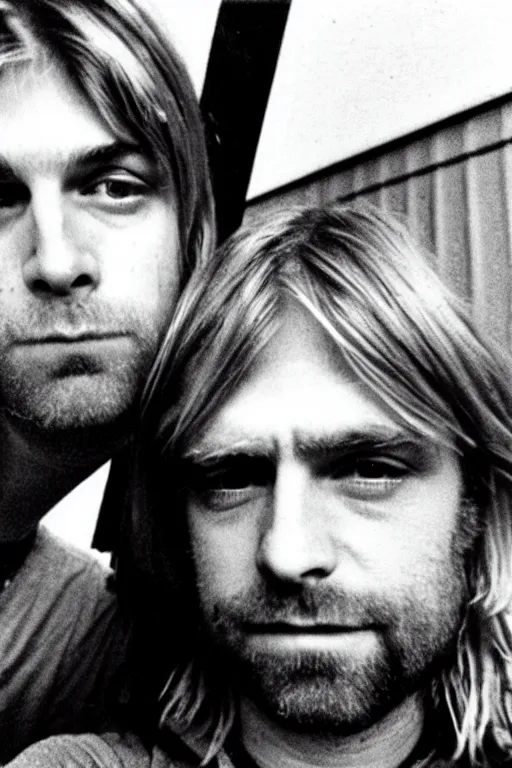 Prompt: kurt cobain makes selfie before suicide