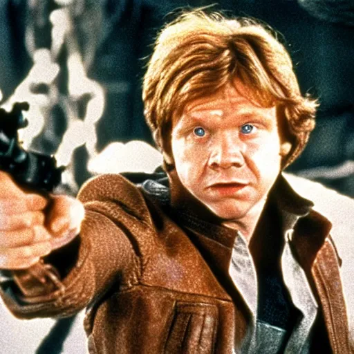 Prompt: movie still of rupert grint as han solo star wars ( 1 9 7 7 )