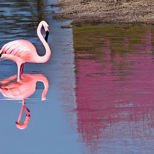 Prompt: flamingo rich simmons reflections