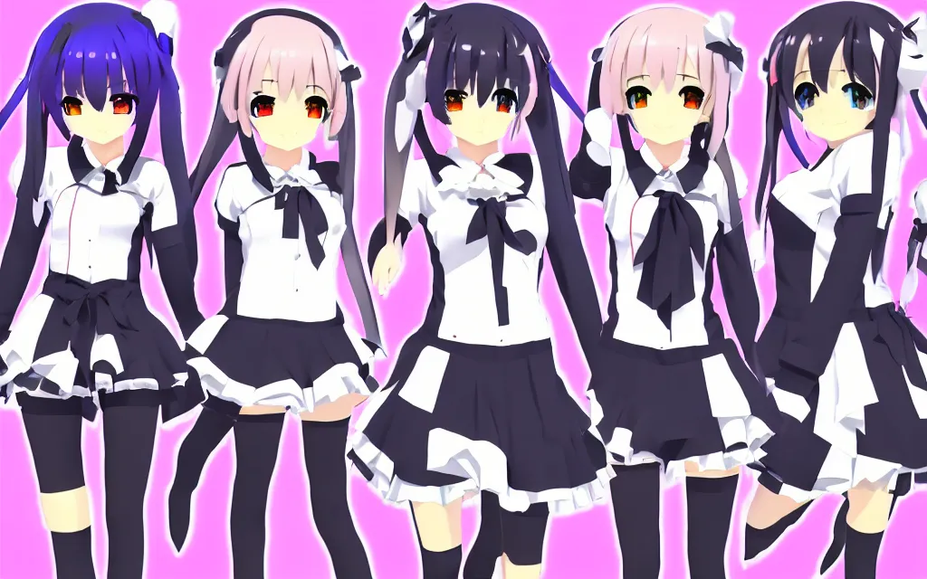 Image similar to Anime VTuber Full Body Model, Live2D Virtual YouTuber Model, 16K, Hololive, White Background, Cover corp, Anime VTuber Sheet