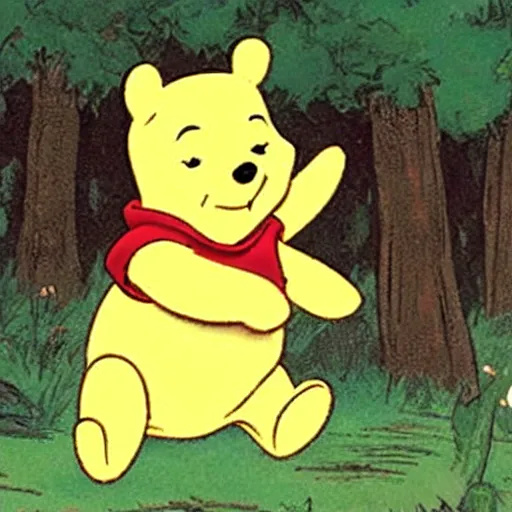 Prompt: Winnie-the-Pooh breaking out of copyright jail