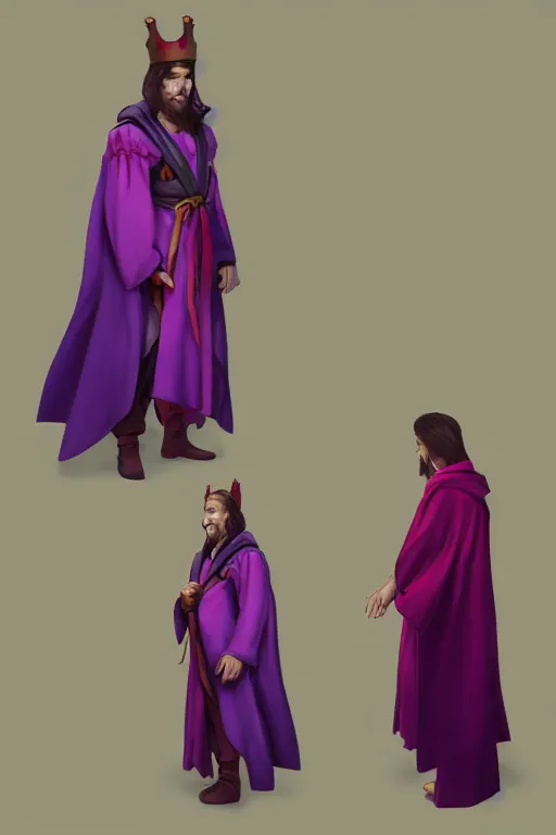 Image similar to king with a purple and scarlet robe, artstation