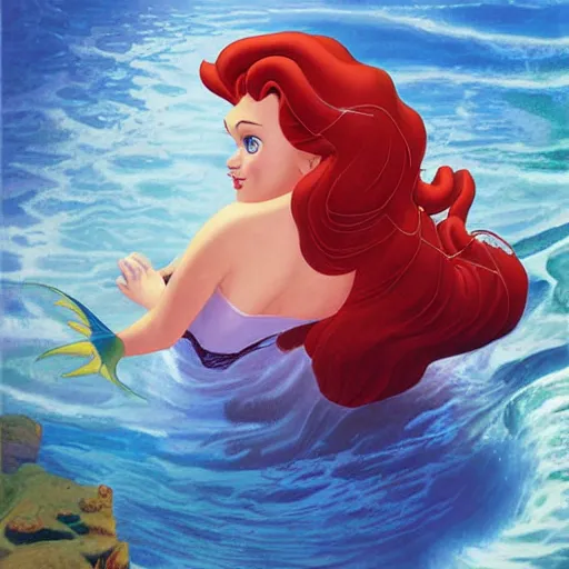 Image similar to detailed painting of little mermaid from disney by alex ross