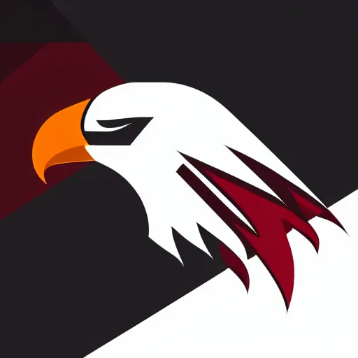 Image similar to geometric white eagle, flying above an open black book, icon, red background, vector, simple logo, cgsociety, artstation