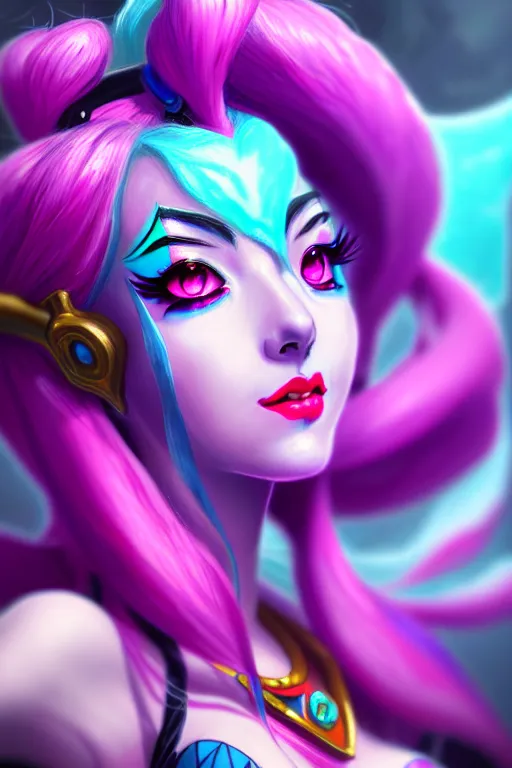 Prompt: a ultradetailed beautiful painting of jinx from league of legends, trending on artstation