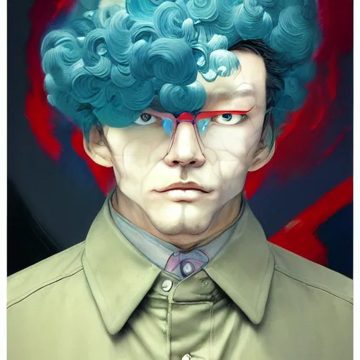 Image similar to prompt : soviet doomer portrait soft light painted by james jean and katsuhiro otomo and erik jones, inspired by akira anime, smooth face feature, intricate oil painting, high detail illustration, sharp high detail, manga and anime 1 9 9 9