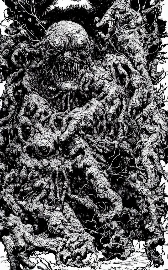 Image similar to the thing norris monster, in the style of james jean and laurie greasley, dynamic composition, dramatic lighting, hyper - realistic, ultra detailed, creepy