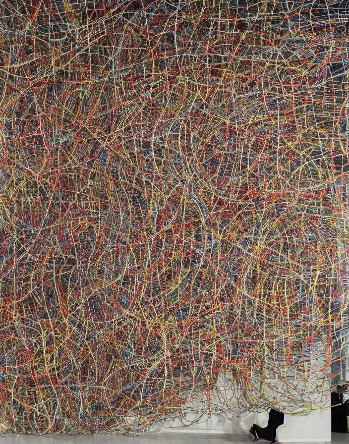Image similar to hyper detailed industraial & utility flow field neural path by el anatsui