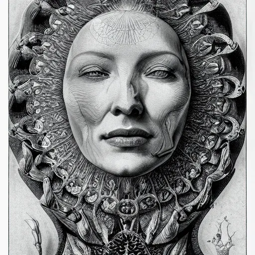 Image similar to Detailed drawing of cate blanchett From Art Forms in Nature by Ernst Haeckel