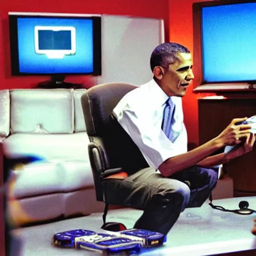 Image similar to Barack Obama playing Super Smash Bros. Melee on Gamecube ,-W 704