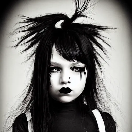 Prompt: amazing portrait in punk style, girl, black long hair, smooth face, perfect eyes