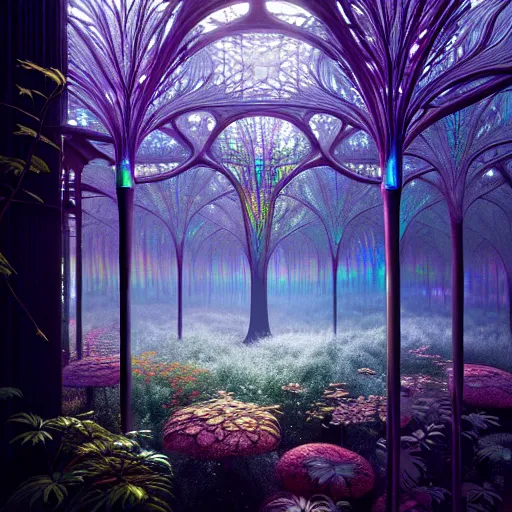 Prompt: iridescent opalescent living forest kingdom, translucent, : by michal karcz, daniel merriam, victo ngai and guillermo del toro : ornate, dynamic, particulate, intricate, elegant, highly detailed, centered, artstation, smooth, sharp focus, octane render