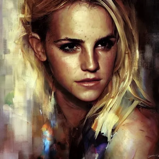 Prompt: britney spears and emma watson morphed together, hybrid, jeremy mann painting