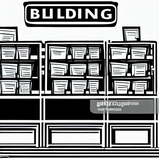 Image similar to cash register in foreground shelves of buliding supplies in the background vector art