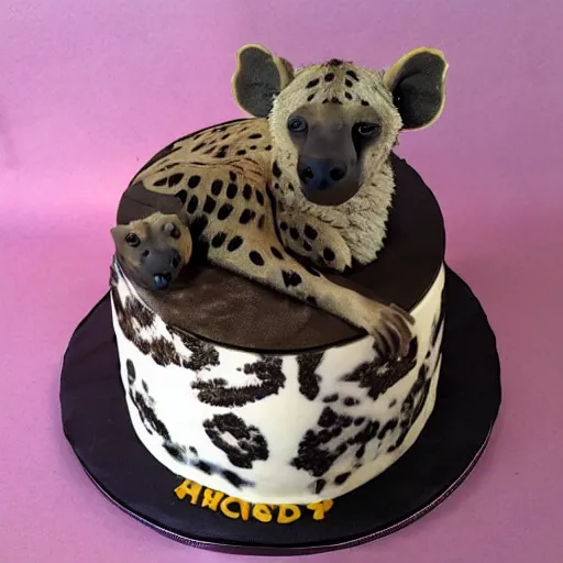 Image similar to birthday cake with a hyena sitting on top