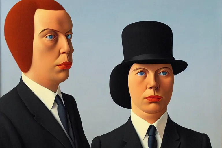 Prompt: Painting by Rene Magritte, Extremely Highly detailed, Occult, funny, humorous, humor, hilarious, funny, entertaining, magical, trending on artstation HQ, closeup, D&D, intricate, elegant, highly detailed, digital painting, artstation, concept art, matte, sharp focus, illustration, surrealism