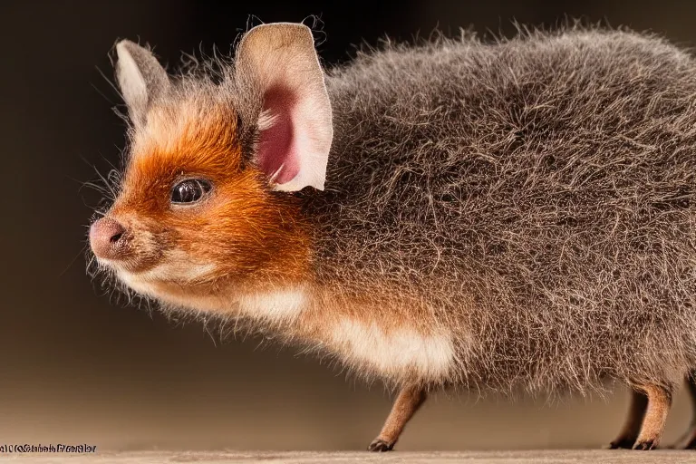 Image similar to a pudu chinchilla!!! hybrid! hyper realistic!! realistic lighting!! wildlife photographer of the year!!! bold natural colors, national geographic, hd, wide angle, 8 k