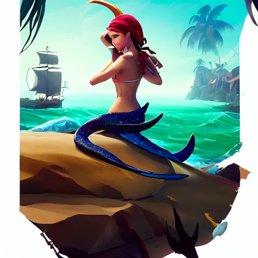 Image similar to jack the pirate mermaid on sea of thieves game avatar hero, behance hd by jesper ejsing, by rhads, makoto shinkai and lois van baarle, ilya kuvshinov, rossdraws global illumination, illustration, art by ilya kuvshinov and gustav klimt