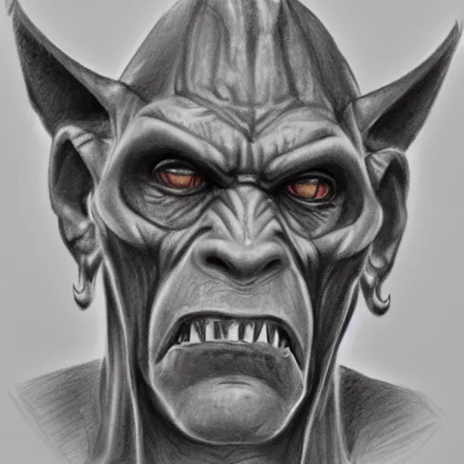 Image similar to portrait of an orc, pencil sketch