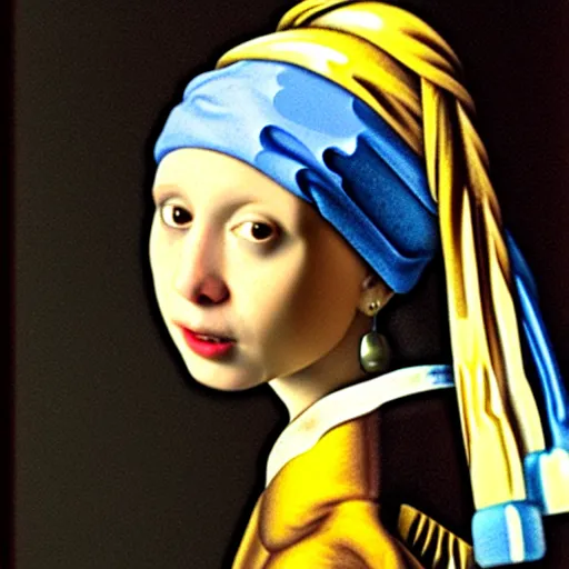 Prompt: squirrel with a pearl earring, by vermeer