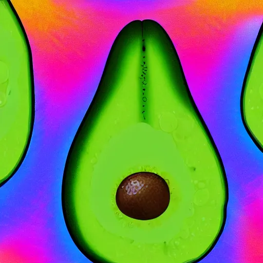 Image similar to avocado banana, psychedelic, digital art