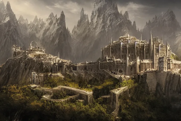 the lord of the rings, minas tirith, concept art, | Stable Diffusion