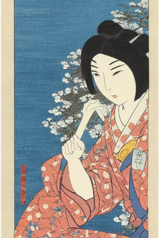 Image similar to Japanese woodblock print of real girl dora the explorer, hokusai