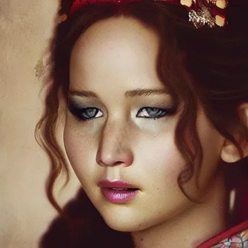 Image similar to “ old photo of jennifer lawrence as a geisha, hd, photorealistic ”