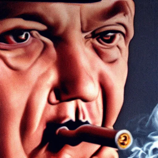 Prompt: a photo of Hitler smoking a fat joint, 50mm close up photography, photorealism