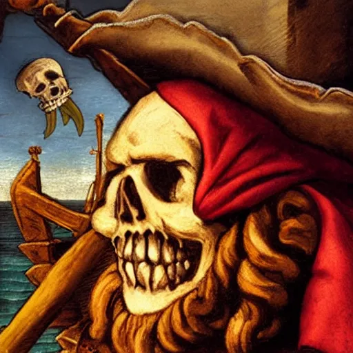 Prompt: the ghost pirate lechuck, renaissance portrait.