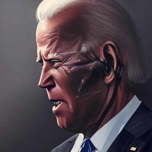 Prompt: joe biden as an evil T-800, dramatic lighting, cinematic, establishing shot, extremly high detail, photorealistic, cinematic lighting, artstation, style by James Gurney