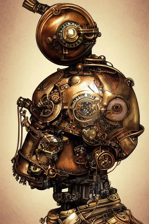 Image similar to steampunk helmet fantasy art mask robot ninja stylized digital illustration sharp focus, elegant intricate digital painting artstation concept art global illumination ray tracing advanced technology chaykin howard and campionpascale and cooke darwyn and davis jack