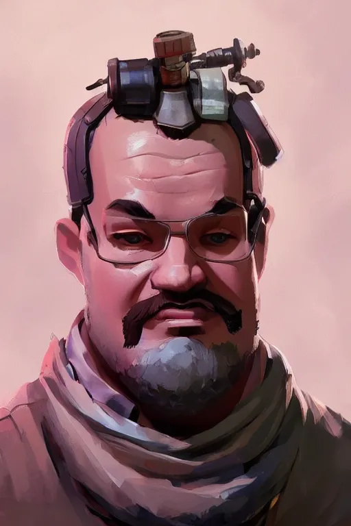 Image similar to beautiful highly detailed realistic stylized character portrait team fortress 2 engineer, detailed character art master portrait by ismail inceoglu, trending on artstation