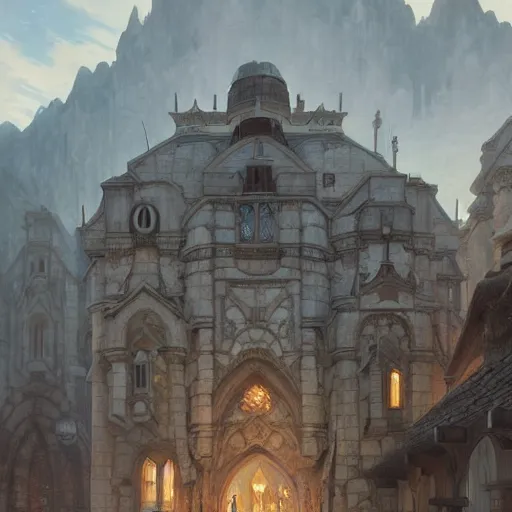 Prompt: A wide open courtyard in a beautiful dwarven city made of marble, underground cave, stone roof, lustrous minerals, a fantasy digital painting, artstation, concept art, sharp focus, illustration, art by greg rutkowski and alphonse mucha