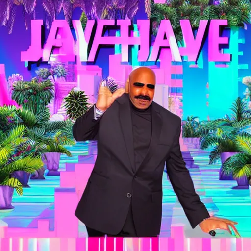 Image similar to vaporwave jungle city steve harvey