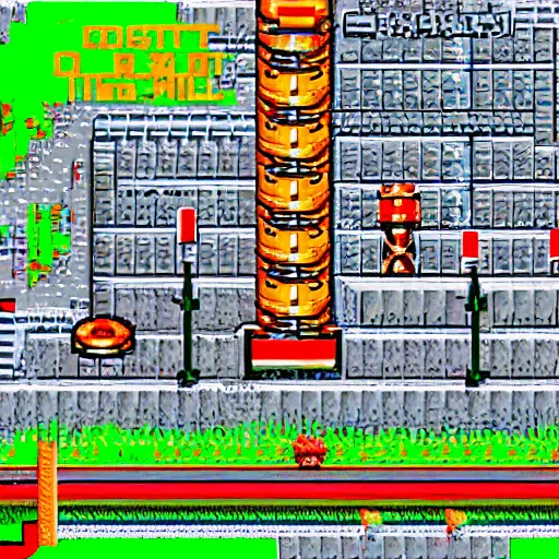 Prompt: pixelart,1990s dos game , game screenshot, orbit soviet city, pixelart