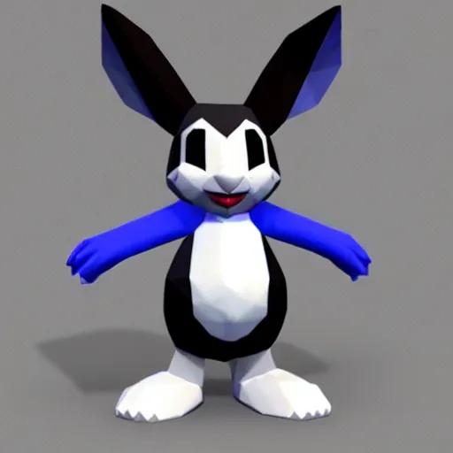 Prompt: low poly oswald the lucky rabbit