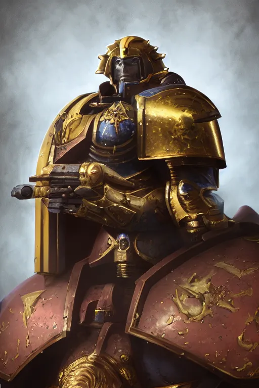 Image similar to armor portrait heros warhammer 4 0 k horus heresy fanart - the primarchs emperor by johannes helgeson animated with vfx concept artist & illustrator global illumination ray tracing hdr fanart arstation zbrush central hardmesh 8 k octane renderer comics stylized