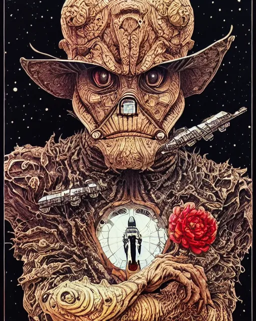 Image similar to portrait painted in jacek yerka style drawn by vania zouravliov and takato yamamoto, inspired by star wars, intricate acrylic gouache painting, high detail, sharp high detail, artstation