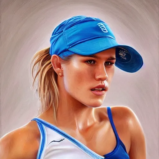 Image similar to eugenie bouchard in the style of stefan kostic, realistic, full body, sharp focus, 8 k high definition, insanely detailed, intricate, elegant, art by stanley lau and artgerm