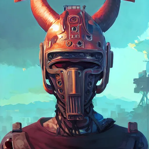 Image similar to cyberpunk viking helmet mask warrior goddess robot ninja fantasy, art gta 5 cover, official fanart behance hd artstation by jesper ejsing, by rhads, makoto shinkai and lois van baarle, ilya kuvshinov, ossdraws