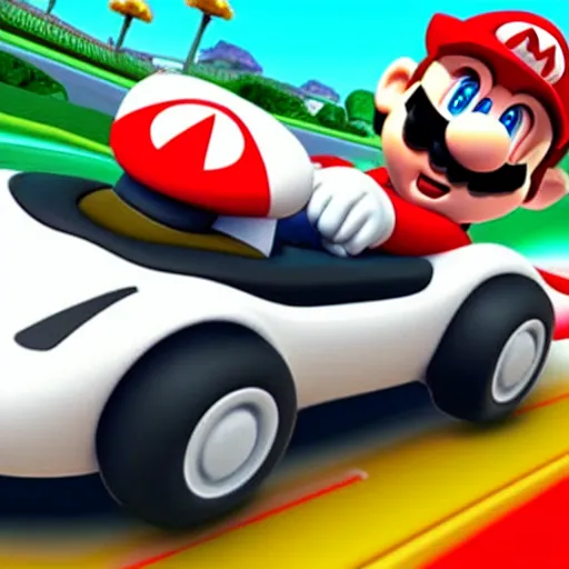 Prompt: Dababy car in Mario kart