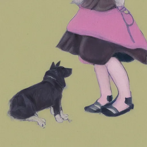 Image similar to a dog and a girl by kei toume