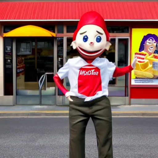 Image similar to cursed image of a fast food mascot