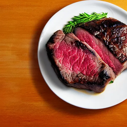 Image similar to medium rare steak, michellin star, award winning dish, food photography