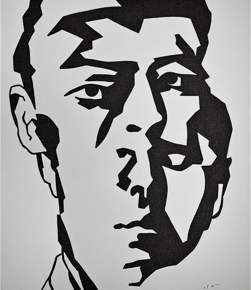 Prompt: elegant ultrafine line art portrait of albert camus. inspired by egon schiele. contour lines, musicality, twirls and curves, strong personality, minimalism