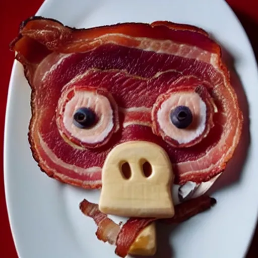 Prompt: bacon in the shape of kevin bacon